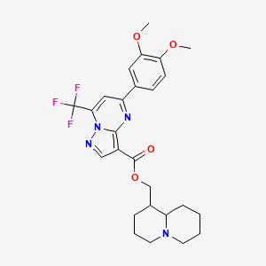 molecular formula C26H29F3N4O4 B5992187 octahydro-2H-quinolizin-1-ylmethyl 5-(3,4-dimethoxyphenyl)-7-(trifluoromethyl)pyrazolo[1,5-a]pyrimidine-3-carboxylate 