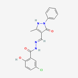 5-chloro-2-hydroxy-N'-[(E)-(5-hydroxy-3-methyl-1-phenyl-1H-pyrazol-4-yl)methylidene]benzohydrazide