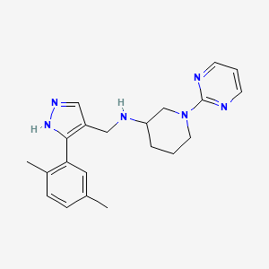 molecular formula C21H26N6 B5992338 N-[[5-(2,5-dimethylphenyl)-1H-pyrazol-4-yl]methyl]-1-pyrimidin-2-ylpiperidin-3-amine 