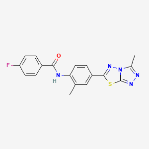 molecular formula C18H14FN5OS B5992374 4-fluoro-N-[2-methyl-4-(3-methyl[1,2,4]triazolo[3,4-b][1,3,4]thiadiazol-6-yl)phenyl]benzamide 