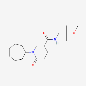 molecular formula C18H32N2O3 B5992408 1-cycloheptyl-N-(2-methoxy-2-methylpropyl)-6-oxo-3-piperidinecarboxamide 