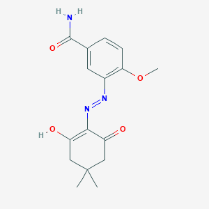 molecular formula C16H19N3O4 B5992412 3-[(2-Hydroxy-4,4-dimethyl-6-oxocyclohexen-1-yl)diazenyl]-4-methoxybenzamide 