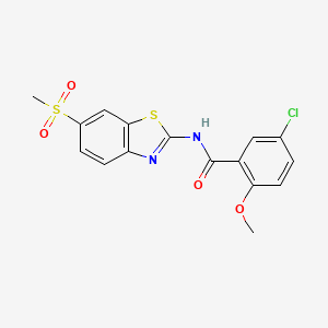 molecular formula C16H13ClN2O4S2 B5992432 5-chloro-2-methoxy-N-[6-(methylsulfonyl)-1,3-benzothiazol-2-yl]benzamide 