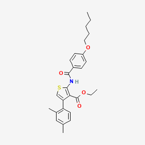 molecular formula C27H31NO4S B5992477 ethyl 4-(2,4-dimethylphenyl)-2-{[4-(pentyloxy)benzoyl]amino}-3-thiophenecarboxylate 