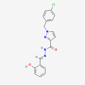 molecular formula C18H15ClN4O2 B5992500 1-[(4-chlorophenyl)methyl]-N-[(E)-(2-hydroxyphenyl)methylideneamino]pyrazole-3-carboxamide 