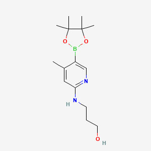 molecular formula C15H25BN2O3 B599252 3-(4-Methyl-5-(4,4,5,5-tetramethyl-1,3,2-dioxaborolan-2-yl)pyridin-2-ylamino)propan-1-ol CAS No. 1352414-61-9