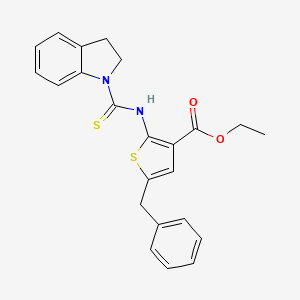 molecular formula C23H22N2O2S2 B5992638 ethyl 5-benzyl-2-[(2,3-dihydro-1H-indol-1-ylcarbonothioyl)amino]-3-thiophenecarboxylate 