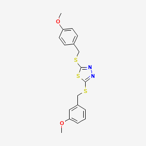 molecular formula C18H18N2O2S3 B5992676 2-[(3-Methoxybenzyl)sulfanyl]-5-[(4-methoxybenzyl)sulfanyl]-1,3,4-thiadiazole 