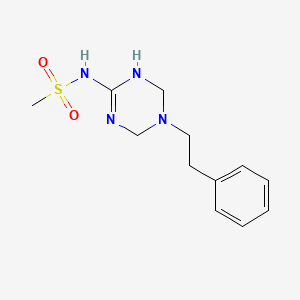 molecular formula C12H18N4O2S B5992689 N-[5-(2-phenylethyl)-1,4,5,6-tetrahydro-1,3,5-triazin-2-yl]methanesulfonamide 