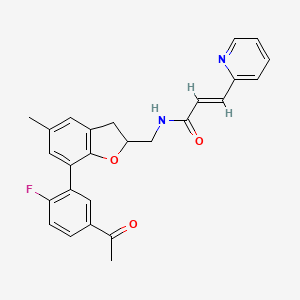 (2E)-N-{[7-(5-acetyl-2-fluorophenyl)-5-methyl-2,3-dihydro-1-benzofuran-2-yl]methyl}-3-(2-pyridinyl)acrylamide