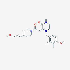 4-(4-methoxy-2,3-dimethylbenzyl)-3-{2-[4-(3-methoxypropyl)-1-piperidinyl]-2-oxoethyl}-2-piperazinone