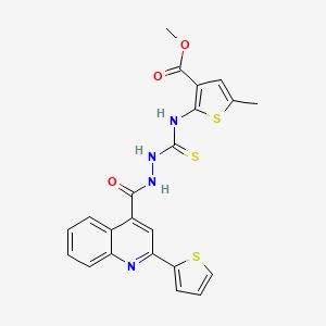 molecular formula C22H18N4O3S3 B5992747 methyl 5-methyl-2-{[(2-{[2-(2-thienyl)-4-quinolinyl]carbonyl}hydrazino)carbonothioyl]amino}-3-thiophenecarboxylate 