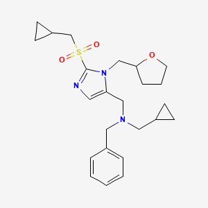 molecular formula C24H33N3O3S B5992806 N-benzyl-1-cyclopropyl-N-[[2-(cyclopropylmethylsulfonyl)-3-(oxolan-2-ylmethyl)imidazol-4-yl]methyl]methanamine 