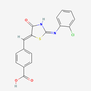 4-({2-[(2-chlorophenyl)imino]-4-oxo-1,3-thiazolidin-5-ylidene}methyl)benzoic acid