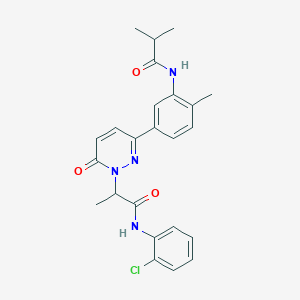 molecular formula C24H25ClN4O3 B5992885 N-[5-(1-{1-[(2-chlorophenyl)amino]-1-oxopropan-2-yl}-6-oxo-1,6-dihydropyridazin-3-yl)-2-methylphenyl]-2-methylpropanamide 