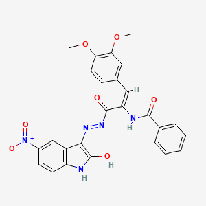 molecular formula C26H21N5O7 B5992937 N-(2-(3,4-dimethoxyphenyl)-1-{[2-(5-nitro-2-oxo-1,2-dihydro-3H-indol-3-ylidene)hydrazino]carbonyl}vinyl)benzamide CAS No. 5745-13-1