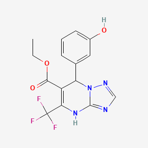 molecular formula C15H13F3N4O3 B5992962 ETHYL 7-(3-HYDROXYPHENYL)-5-(TRIFLUOROMETHYL)-4H,7H-[1,2,4]TRIAZOLO[1,5-A]PYRIMIDINE-6-CARBOXYLATE 