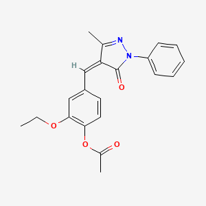 molecular formula C21H20N2O4 B5992976 [2-ethoxy-4-[(Z)-(3-methyl-5-oxo-1-phenylpyrazol-4-ylidene)methyl]phenyl] acetate 