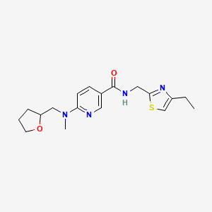 molecular formula C18H24N4O2S B5993016 N-[(4-ethyl-1,3-thiazol-2-yl)methyl]-6-[methyl(tetrahydro-2-furanylmethyl)amino]nicotinamide 