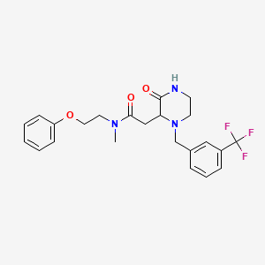 molecular formula C23H26F3N3O3 B5993126 N-methyl-2-{3-oxo-1-[3-(trifluoromethyl)benzyl]-2-piperazinyl}-N-(2-phenoxyethyl)acetamide 