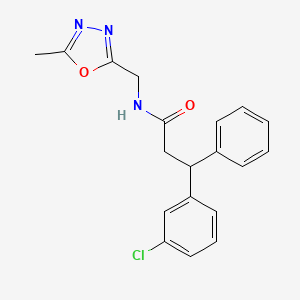 3-(3-chlorophenyl)-N-[(5-methyl-1,3,4-oxadiazol-2-yl)methyl]-3-phenylpropanamide