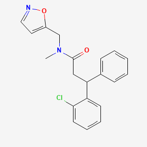 molecular formula C20H19ClN2O2 B5993185 3-(2-chlorophenyl)-N-(5-isoxazolylmethyl)-N-methyl-3-phenylpropanamide 