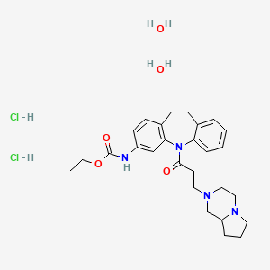 ethyl N-[11-[3-(3,4,6,7,8,8a-hexahydro-1H-pyrrolo[1,2-a]pyrazin-2-yl)propanoyl]-5,6-dihydrobenzo[b][1]benzazepin-2-yl]carbamate;dihydrate;dihydrochloride