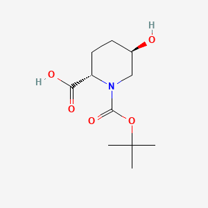 molecular formula C11H19NO5 B599326 (2S,5R)-1-(tert-Butoxycarbonyl)-5-hydroxypiperidine-2-carboxylic acid CAS No. 158574-77-7