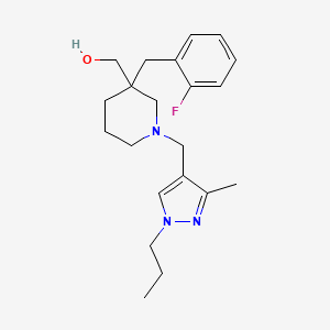 molecular formula C21H30FN3O B5993292 {3-(2-fluorobenzyl)-1-[(3-methyl-1-propyl-1H-pyrazol-4-yl)methyl]-3-piperidinyl}methanol 