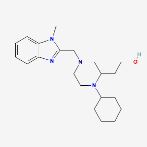 molecular formula C21H32N4O B5993336 2-{1-cyclohexyl-4-[(1-methyl-1H-benzimidazol-2-yl)methyl]-2-piperazinyl}ethanol 