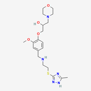 molecular formula C20H31N5O4S B5993362 1-{2-methoxy-4-[({2-[(3-methyl-1H-1,2,4-triazol-5-yl)thio]ethyl}amino)methyl]phenoxy}-3-(4-morpholinyl)-2-propanol 