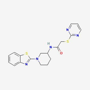 molecular formula C18H19N5OS2 B5993433 N-[1-(1,3-benzothiazol-2-yl)-3-piperidinyl]-2-(2-pyrimidinylthio)acetamide 