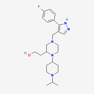 2-[4-[[5-(4-fluorophenyl)-1H-pyrazol-4-yl]methyl]-1-(1-propan-2-ylpiperidin-4-yl)piperazin-2-yl]ethanol