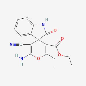 ethyl 6'-amino-5'-cyano-2'-ethyl-2-oxo-1,2-dihydrospiro[indole-3,4'-pyran]-3'-carboxylate