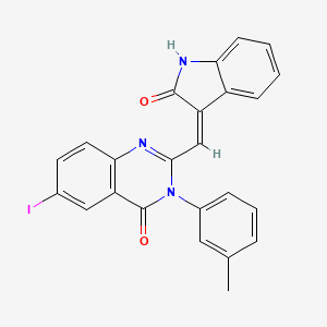 6-iodo-3-(3-methylphenyl)-2-[(2-oxo-1,2-dihydro-3H-indol-3-ylidene)methyl]-4(3H)-quinazolinone