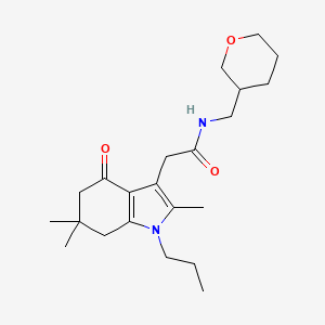 N-(tetrahydro-2H-pyran-3-ylmethyl)-2-(2,6,6-trimethyl-4-oxo-1-propyl-4,5,6,7-tetrahydro-1H-indol-3-yl)acetamide