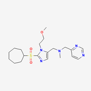 molecular formula C20H31N5O3S B5993593 1-[2-(cycloheptylsulfonyl)-1-(2-methoxyethyl)-1H-imidazol-5-yl]-N-methyl-N-(4-pyrimidinylmethyl)methanamine 