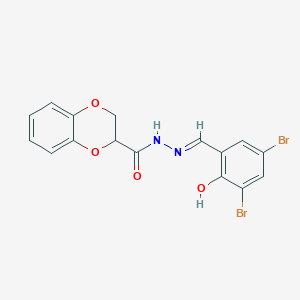 N'-[(E)-(3,5-dibromo-2-hydroxyphenyl)methylidene]-2,3-dihydro-1,4-benzodioxine-2-carbohydrazide