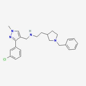 molecular formula C24H29ClN4 B5993630 2-(1-benzyl-3-pyrrolidinyl)-N-{[3-(3-chlorophenyl)-1-methyl-1H-pyrazol-4-yl]methyl}ethanamine 