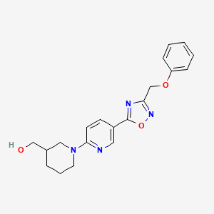 molecular formula C20H22N4O3 B5993634 (1-{5-[3-(phenoxymethyl)-1,2,4-oxadiazol-5-yl]-2-pyridinyl}-3-piperidinyl)methanol 