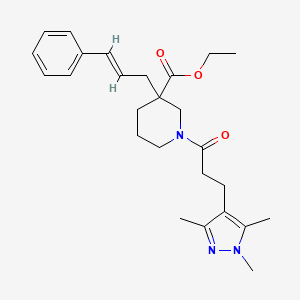 molecular formula C26H35N3O3 B5993675 ethyl 3-[(2E)-3-phenyl-2-propen-1-yl]-1-[3-(1,3,5-trimethyl-1H-pyrazol-4-yl)propanoyl]-3-piperidinecarboxylate 