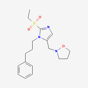 molecular formula C18H25N3O3S B5993688 2-{[2-(ethylsulfonyl)-1-(3-phenylpropyl)-1H-imidazol-5-yl]methyl}isoxazolidine 