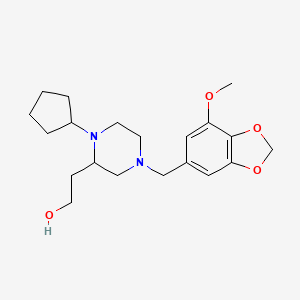 2-{1-cyclopentyl-4-[(7-methoxy-1,3-benzodioxol-5-yl)methyl]-2-piperazinyl}ethanol