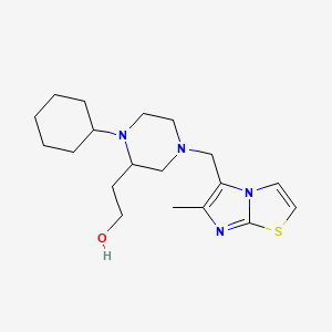 molecular formula C19H30N4OS B5993700 2-{1-cyclohexyl-4-[(6-methylimidazo[2,1-b][1,3]thiazol-5-yl)methyl]-2-piperazinyl}ethanol 