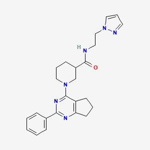 molecular formula C24H28N6O B5993755 1-(2-phenyl-6,7-dihydro-5H-cyclopenta[d]pyrimidin-4-yl)-N-[2-(1H-pyrazol-1-yl)ethyl]-3-piperidinecarboxamide 