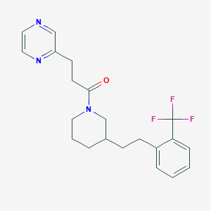 molecular formula C21H24F3N3O B5993795 2-[3-oxo-3-(3-{2-[2-(trifluoromethyl)phenyl]ethyl}-1-piperidinyl)propyl]pyrazine 