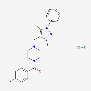 molecular formula C24H29ClN4O B5993915 1-[(3,5-dimethyl-1-phenyl-1H-pyrazol-4-yl)methyl]-4-(4-methylbenzoyl)piperazine hydrochloride 