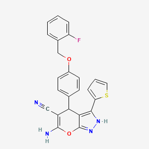 6-amino-4-{4-[(2-fluorobenzyl)oxy]phenyl}-3-(2-thienyl)-1,4-dihydropyrano[2,3-c]pyrazole-5-carbonitrile