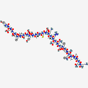 (4S)-5-[[2-[[(2S,3R)-1-[[(2S)-1-[[(2S,3S)-1-[[(2S)-1-[[(2S)-1-[[(2S)-1-[[(2S)-1-[[(2S,3S)-1-[[(2S)-1-[[(2S)-1-[[(2S)-1-[[(2S)-6-amino-1-[[(2S,3S)-1-[[(2S)-1-[[(2S)-5-amino-1-[[(2S)-5-amino-1-[[(2S)-1-[[(2S)-1-[[(2S)-1-[[(2S)-4-amino-1-[[(2S)-1-[[(2S)-1-[[(2S)-1-[[(2S)-1-[[(2S)-5-amino-1-[[(2S)-1,6-diamino-1-oxohexan-2-yl]amino]-1,5-dioxopentan-2-yl]amino]-1-oxopropan-2-yl]amino]-4-methyl-1-oxopentan-2-yl]amino]-4-methyl-1-oxopentan-2-yl]amino]-3-(1H-indol-3-yl)-1-oxopropan-2-yl]amino]-1,4-dioxobutan-2-yl]amino]-3-methyl-1-oxobutan-2-yl]amino]-1-oxo-3-phenylpropan-2-yl]amino]-3-carboxy-1-oxopropan-2-yl]amino]-1,5-dioxopentan-2-yl]amino]-1,5-dioxopentan-2-yl]amino]-5-carbamimidamido-1-oxopentan-2-yl]amino]-3-methyl-1-oxopentan-2-yl]amino]-1-oxohexan-2-yl]amino]-3-carboxy-1-oxopropan-2-yl]amino]-4-methylsulfanyl-1-oxobutan-2-yl]amino]-1-oxopropan-2-yl]amino]-3-methyl-1-oxopentan-2-yl]amino]-3-hydroxy-1-oxopropan-2-yl]amino]-3-(4-hydroxyphenyl)-1-oxopropan-2-yl]amino]-3-carboxy-1-oxopropan-2-yl]amino]-3-hydroxy-1-oxopropan-2-yl]amino]-3-methyl-1-oxopentan-2-yl]amino]-1-oxo-3-phenylpropan-2-yl]amino]-3-hydroxy-1-oxobutan-2-yl]amino]-2-oxoethyl]amino]-4-[[(2S)-2-[[(2S)-2-amino-3-(4-hydroxyphenyl)propanoyl]amino]propanoyl]amino]-5-oxopentanoic acid