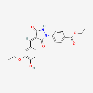 molecular formula C21H20N2O6 B5993980 ethyl 4-[4-(3-ethoxy-4-hydroxybenzylidene)-3,5-dioxo-1-pyrazolidinyl]benzoate 